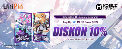 Dapatkan Diskon 10% dan Skin The Aspirant Setiap Top Up Diamonds MLBB Pakai QRIS!